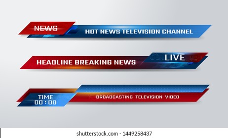 Vector of Broadcast News Lower Thirds Template for Television, Video and Media Channel