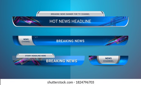 Vector of Broadcast News Lower Thirds Template for Television, Video and Media Channel