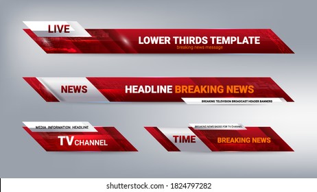 Vector of Broadcast News Lower Thirds Template for Television, Video and Media Channel