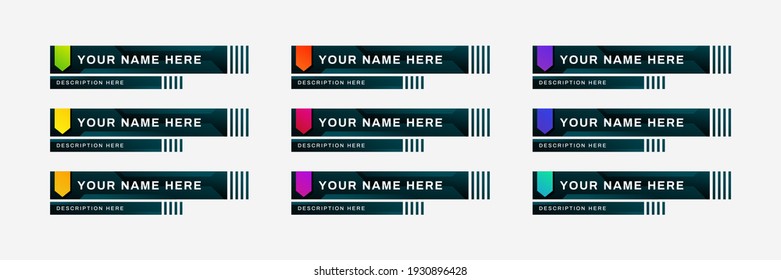 Vector of Broadcast News Lower Thirds Template for Television, Video and Media Channel. Square Colorful lower thirds set template vector.