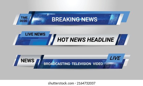 Vector of Broadcast News Lower Thirds Template for Television, Video and Media Channel