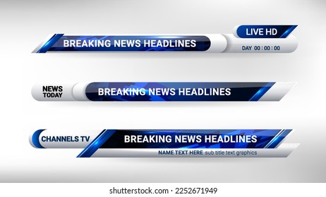 Vector of Broadcast News Lower Thirds Template for Television, Video and Media Channel