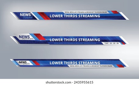 Vector of Broadcast News Lower Thirds Template for Television, Video and Media Channel