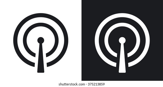 Vector broadcasting icon. Two-tone version on black and white background