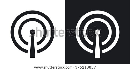 Vector broadcasting icon. Two-tone version on black and white background