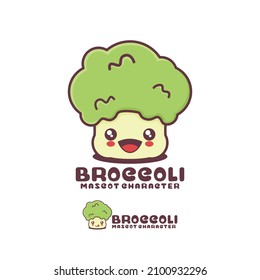 vector broccoli cartoon mascot, vegetable illustration, with a happy expression, suitable for, logos, prints, stickers, etc, isolated on a white background.