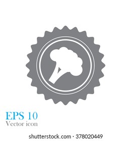 Vector broccoli icon. Food icon. Eps10. Vintage emblem medal.