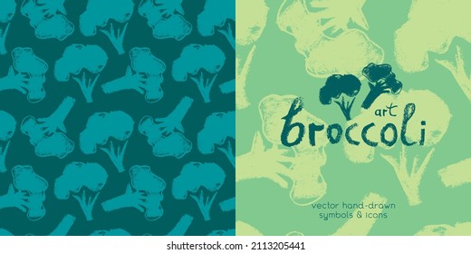 Patrón de brócoli vectorial sin fisuras. Ilustraciones de la floración de la col verde. Fondo de restaurante vegano, tapicería vegetariana. Ornamento de comida orgánica. Fondo texturado de verduras para el diseño del mercado de los agricultores