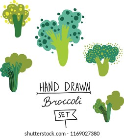 vector broccoli set isolated illustration
