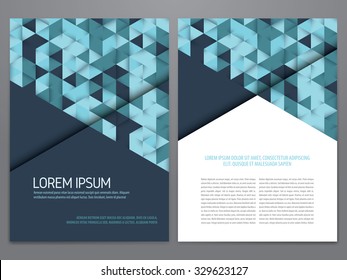 Vector brochure, annual report, flyer, magazine template. Modern blue geometric flat design.