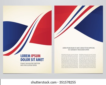 Vector brochure, annual report, flyer, magazine template. Modern red and blue corporate design.