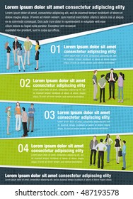 Vector brochure backgrounds with business people. Infographic template design.
