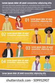 Vector brochure backgrounds with business people. Infographic template design.
