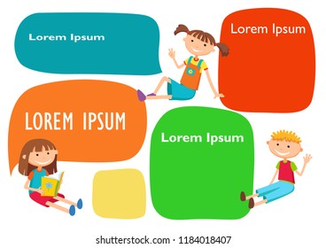 Vector brochure backgrounds with cartoon children. Infographic template design. Courtesy lesson for children rights to the banner advertisement for children illustration