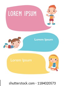 Vector brochure backgrounds with cartoon children. Infographic template design. Courtesy lesson for children rights to the banner advertisement for children illustration
