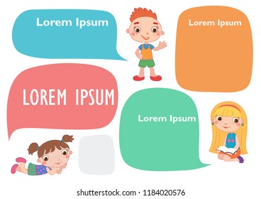 Vector brochure backgrounds with cartoon children. Infographic template design. Courtesy lesson for children rights to the banner advertisement for children illustration