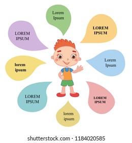 Vector brochure backgrounds with cartoon children. Infographic template design. Courtesy lesson for children rights to the banner advertisement for children illustration