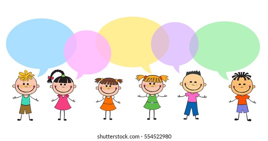 Vector brochure backgrounds with cartoon children. balloon template design. Courtesy lesson for children rights to the banner advertisement for children illustration isolated