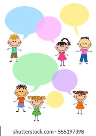 Vector brochure backgrounds with cartoon children. balloon template design. Courtesy lesson for children rights to the banner advertisement for children illustration isolated