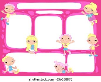 Vector brochure backgrounds with cartoon kids children. Infographic template design.