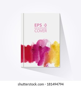 Vector brochure, book, flyer, journal cover watercolor design template.