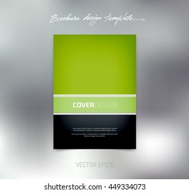 Vector brochure or booklet cover design template. Business concept. Flyer idea. Stitched detail. Green tones