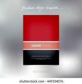 Vector brochure or booklet cover design template. Business concept. Flyer idea. Stitched detail. Red tones
