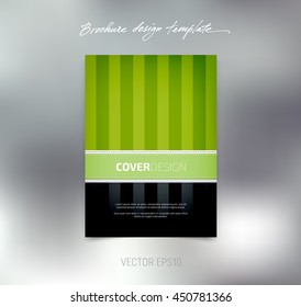 Vector brochure or booklet cover design template. Business concept. Flyer idea. Stitched detail. Vertical stripes