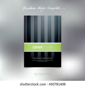 Vector brochure or booklet cover design template. Business concept. Flyer idea. Stitched detail. Vertical stripes