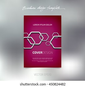 Vector brochure or booklet cover design template. Business concept. Flyer idea. 3d hexagonal glossy stainless steel shapes background