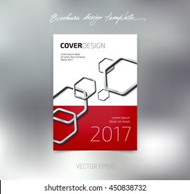 Vector brochure or booklet cover design template. Business concept. Flyer idea. 3d hexagonal glossy stainless steel shapes background