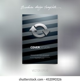 Vector brochure or booklet cover design template. Business concept. Flyer idea. Poster with 3d rounded arrows icon and stripes