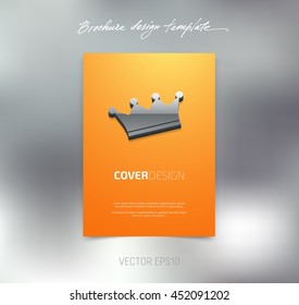Vector brochure or booklet cover design template. Business concept. Flyer idea. Poster with 3d crown icon