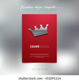 Vector brochure or booklet cover design template. Business concept. Flyer idea. Poster with 3d crown icon
