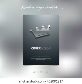 Vector brochure or booklet cover design template. Business concept. Flyer idea. Poster with 3d crown icon