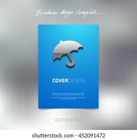 Vector brochure or booklet cover design template. Business concept. Flyer idea. Poster with 3d umbrella icon