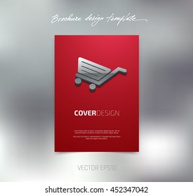 Vector brochure or booklet cover design template. Business concept. Flyer idea. Poster with 3d shopping cart icon