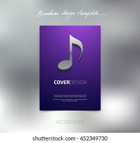 Vector brochure or booklet cover design template. Business concept. Flyer idea. Poster with 3d musical note icon