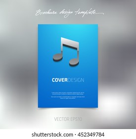 Vector brochure or booklet cover design template. Business concept. Flyer idea. Poster with 3d musical note icon