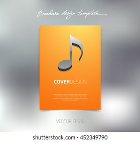 Vector brochure or booklet cover design template. Business concept. Flyer idea. Poster with 3d musical note icon