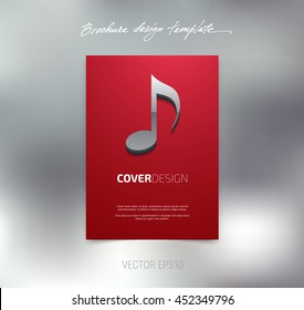 Vector brochure or booklet cover design template. Business concept. Flyer idea. Poster with 3d musical note icon