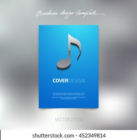 Vector brochure or booklet cover design template. Business concept. Flyer idea. Poster with 3d musical note icon