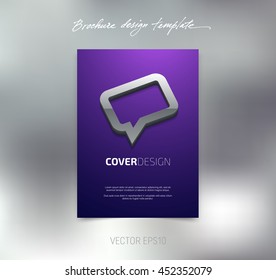 Vector brochure or booklet cover design template. Business concept. Flyer idea. Poster with 3d speech bubble icon