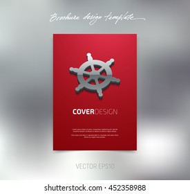 Vector brochure or booklet cover design template. Business concept. Flyer idea. Poster with 3d ship's helm icon