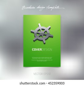 Vector brochure or booklet cover design template. Business concept. Flyer idea. Poster with 3d ship's helm icon