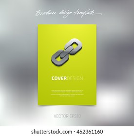 Vector brochure or booklet cover design template. Business concept. Flyer idea. Poster with 3d chain link icon