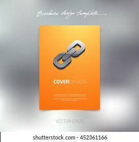 Vector brochure or booklet cover design template. Business concept. Flyer idea. Poster with 3d chain link icon