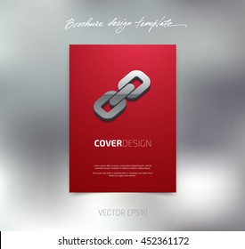 Vector brochure or booklet cover design template. Business concept. Flyer idea. Poster with 3d chain link icon