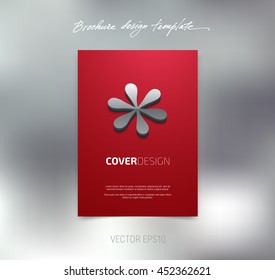 Vector brochure or booklet cover design template. Business concept. Flyer idea. Poster with 3d asterisk icon