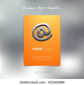 Vector brochure or booklet cover design template. Business concept. Flyer idea. Poster with 3d email sign icon